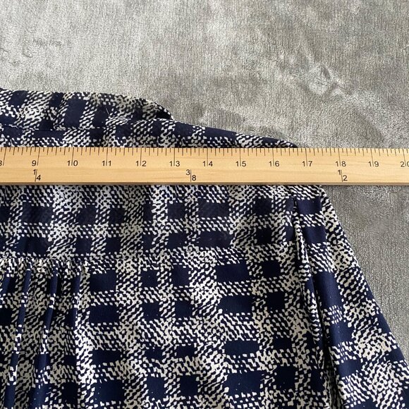 Alfani Women's Navy and White Print Front Faux Wrap‎ Blouse| Size 12 Career - Picture 5 of 8